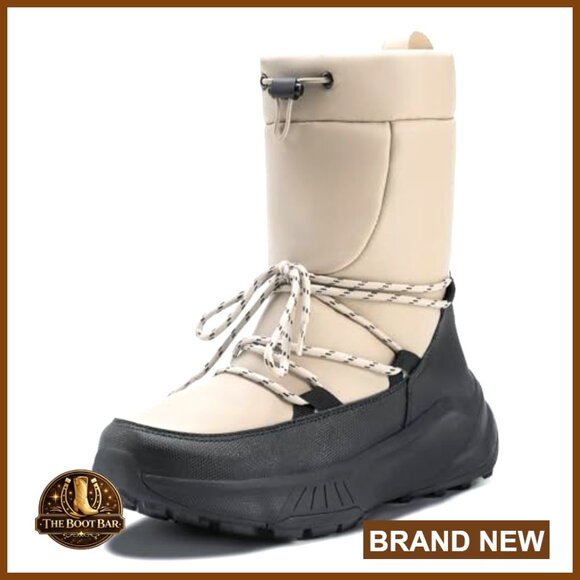 Waterproof Snow Boots with Fleece Fur Lining Mid Calf Lightweight Winter Booties - Picture 2 of 6